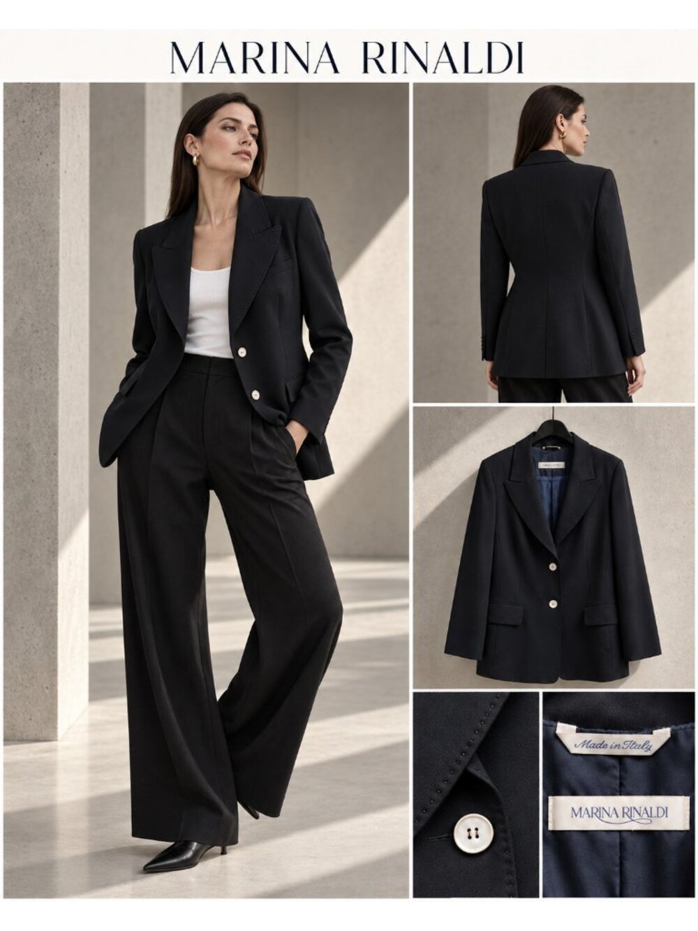 Marina Rinaldi Black Triacetate Blazer Made in Italy Size 23 US 14